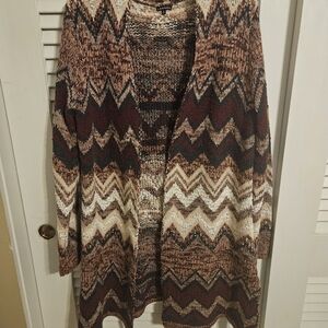 Hannah Xl Chevron Patterned Women's Long Cardigan Sweater